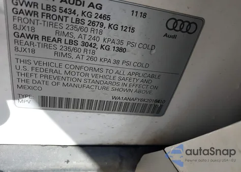 2019 Audi Q5 45 Premium из США, поврежденный, VIN WA1ANAFY6K2016410